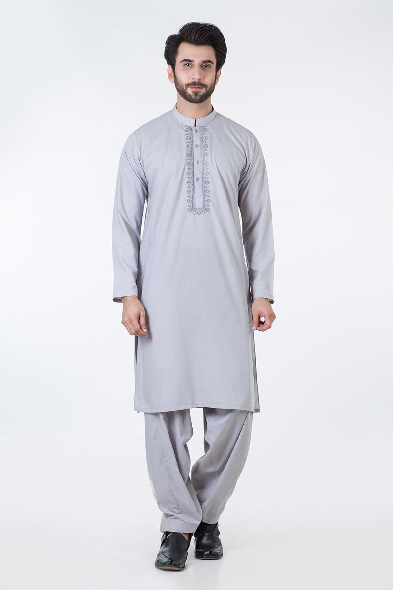 Grey Kurta With Embriodary